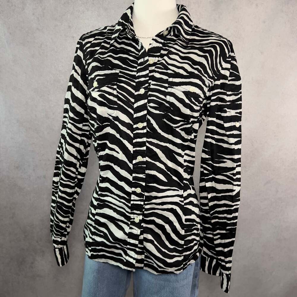 Black & White Zebra Print Button Up Size Medium